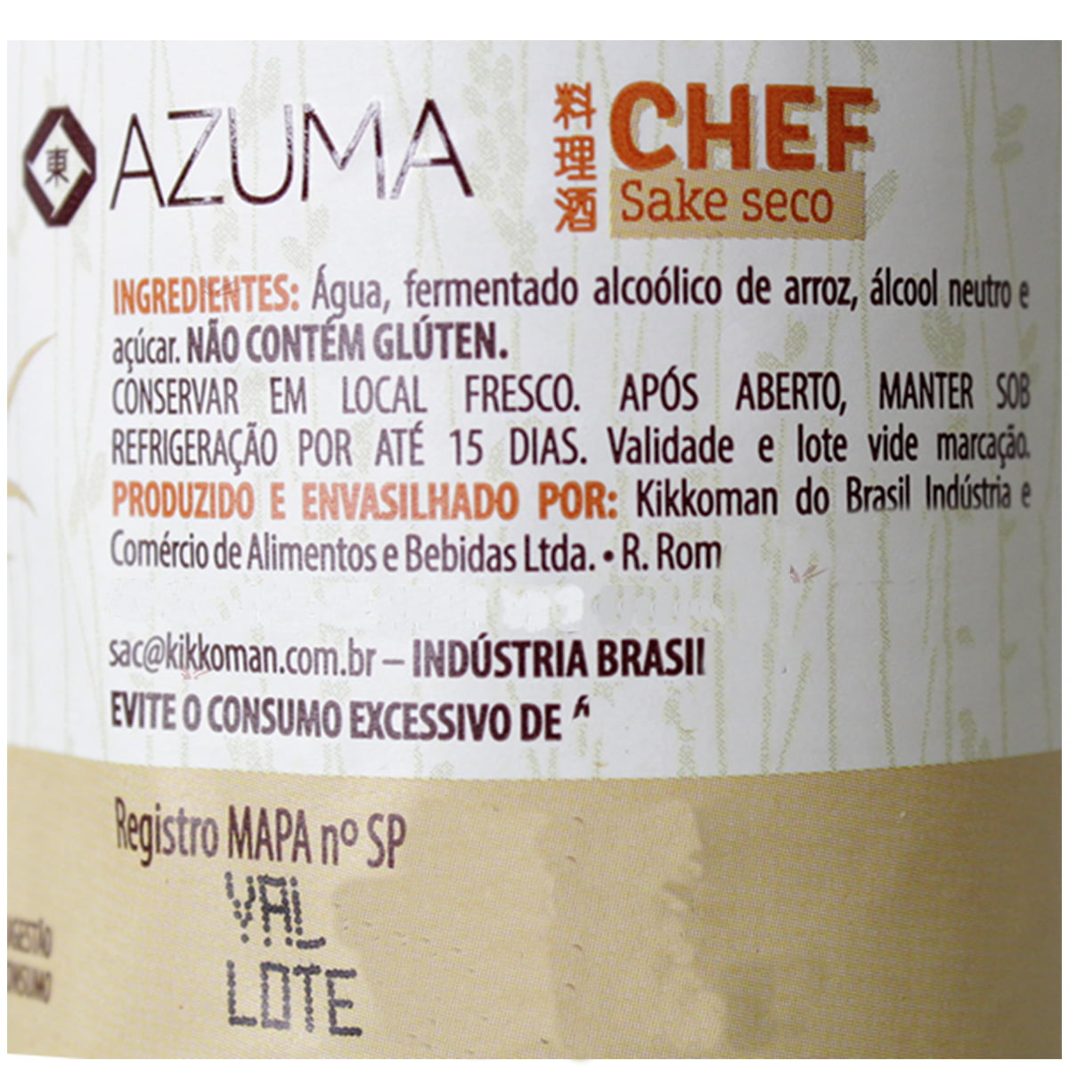 Saquê Culinário Seco (Chef) - Tozan 500 ml 