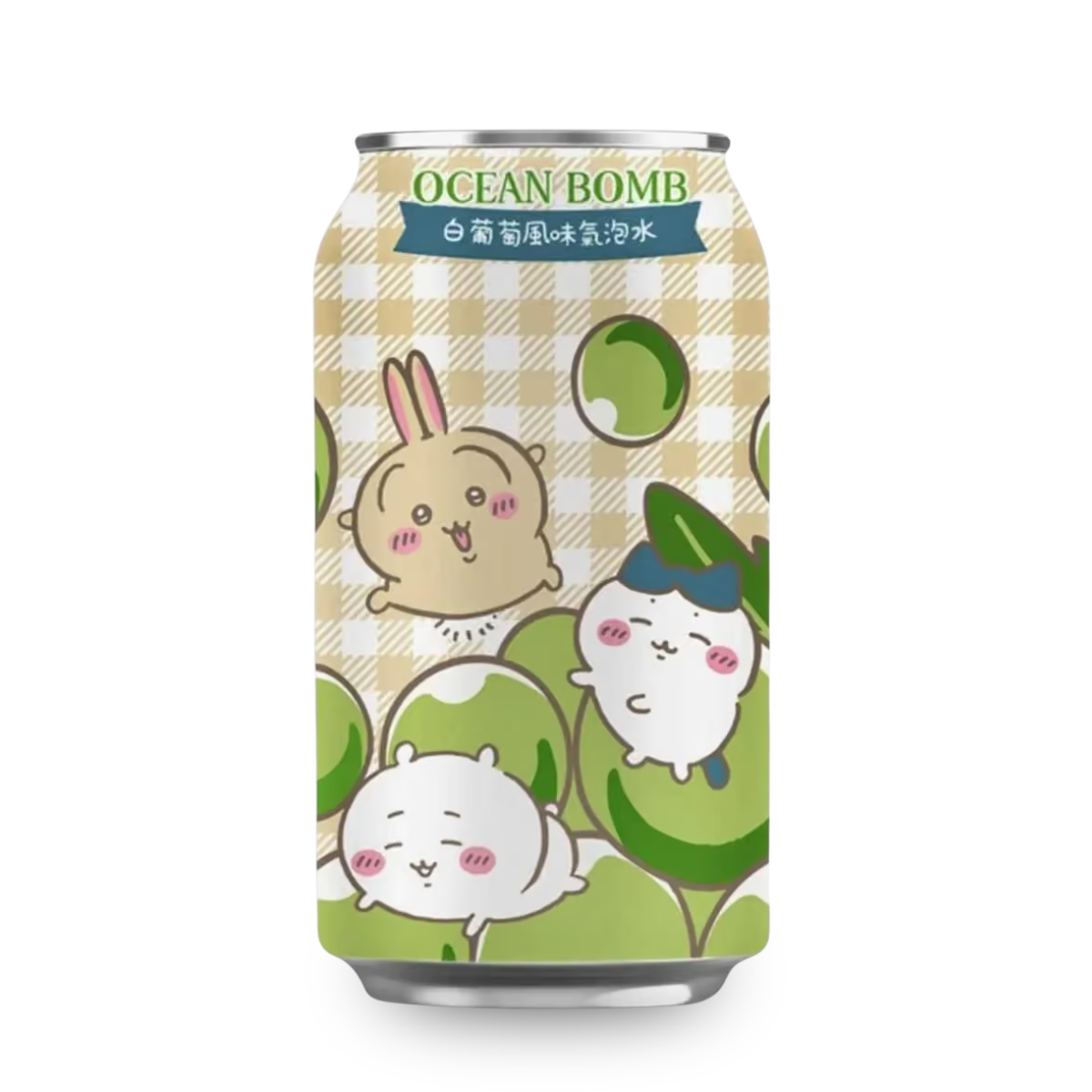 Água Gaseificada Sabor Uva Verde Momonga & Chiikawa Ocean Bomb - 330mL