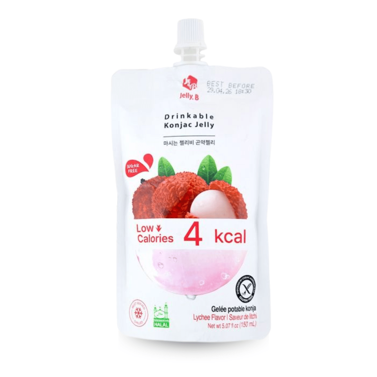 Bebida Coerana de Gelatina Sabor Lichia Zero Açúcar Konjac Jelly B