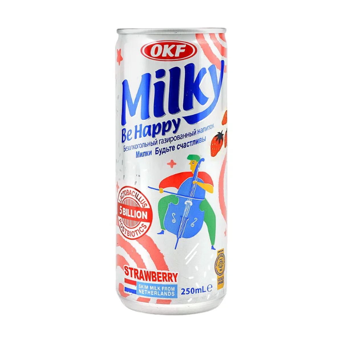 Bebida Gaseificada MILKY Sabor Morango com Lactobacillus OKF - 250mL