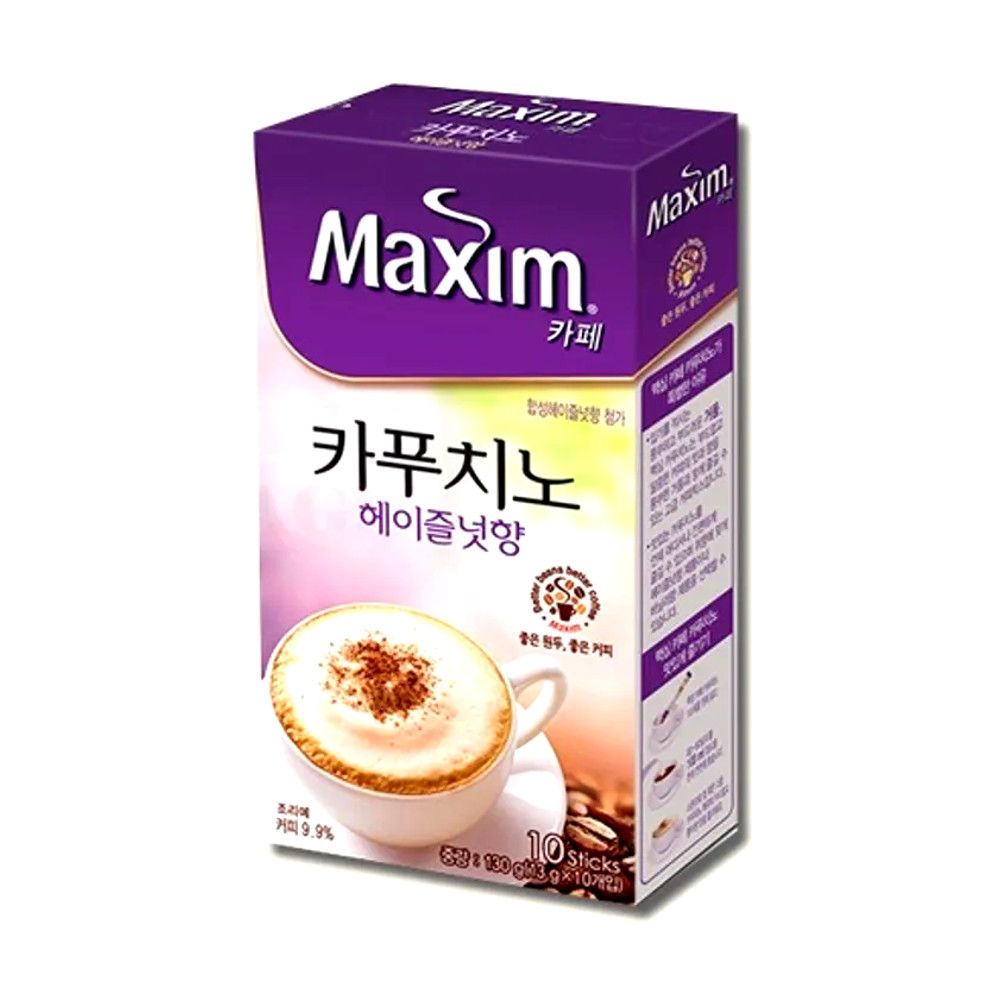 Café Pronto Solúvel Coffee Maxim Coreano Cappuccino Hazelnut - 10 Sachês