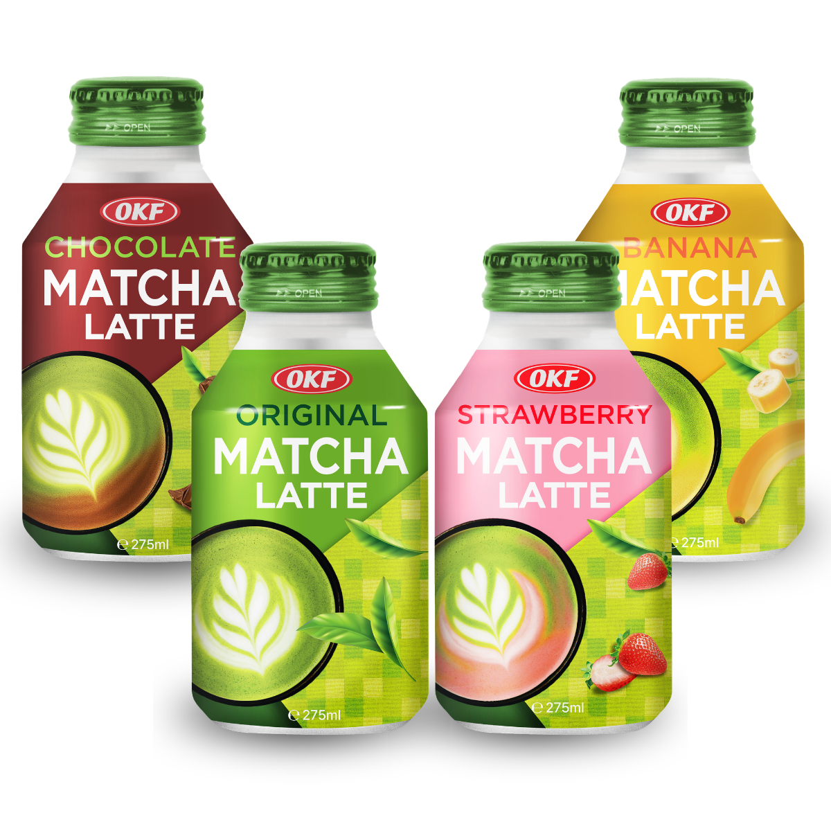 Caixa de Bebida Pronta Coreana Matcha Latte Original OKF 275ml - 20 Latas