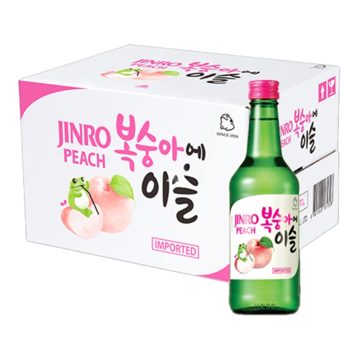 Caixa de Soju Importado Aroma de Pêssego Jinro Peach 360mL - 20 Garrafas