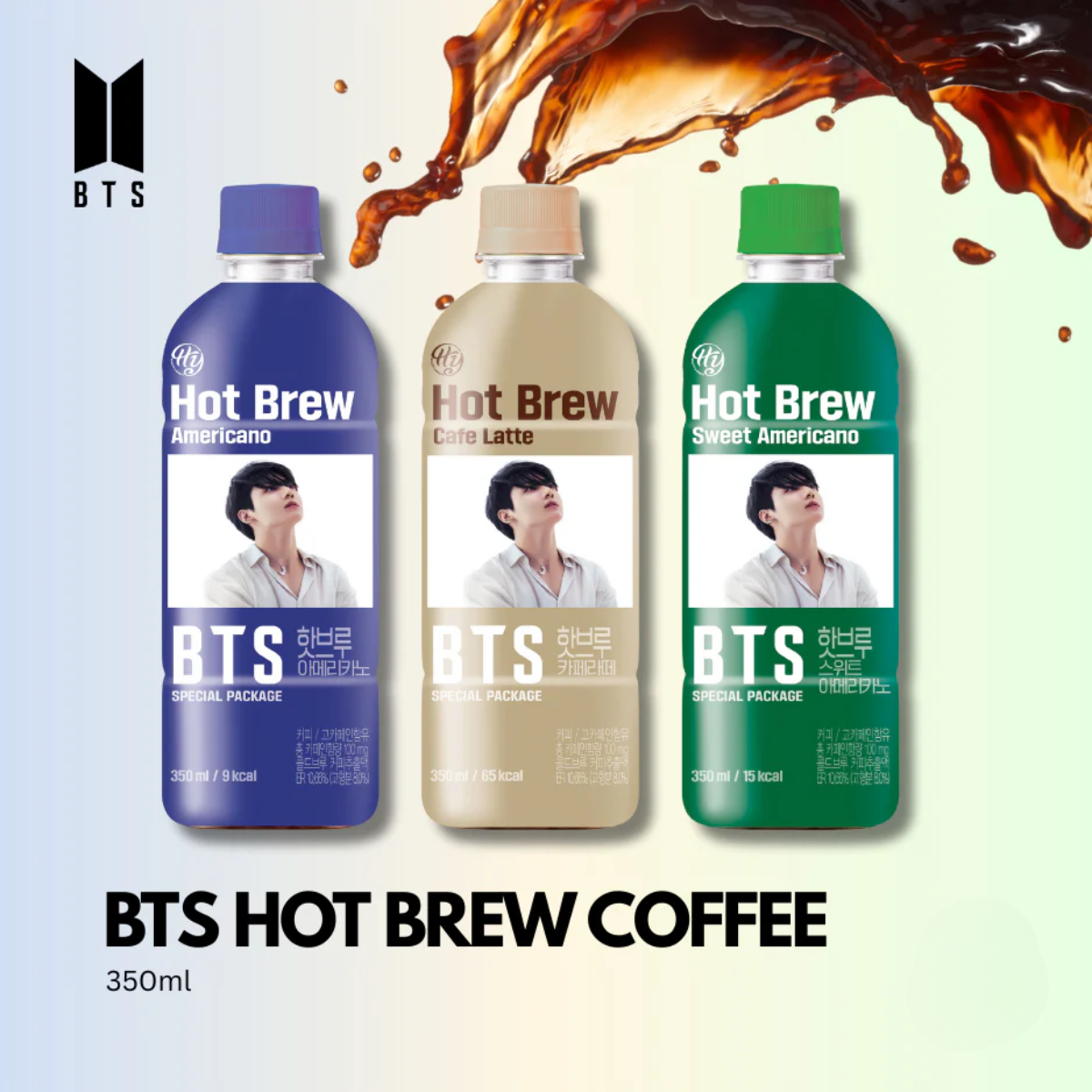 Kit Café Coreano BTS Hot Brew Coffee - Edição Especial (3 Sabores)