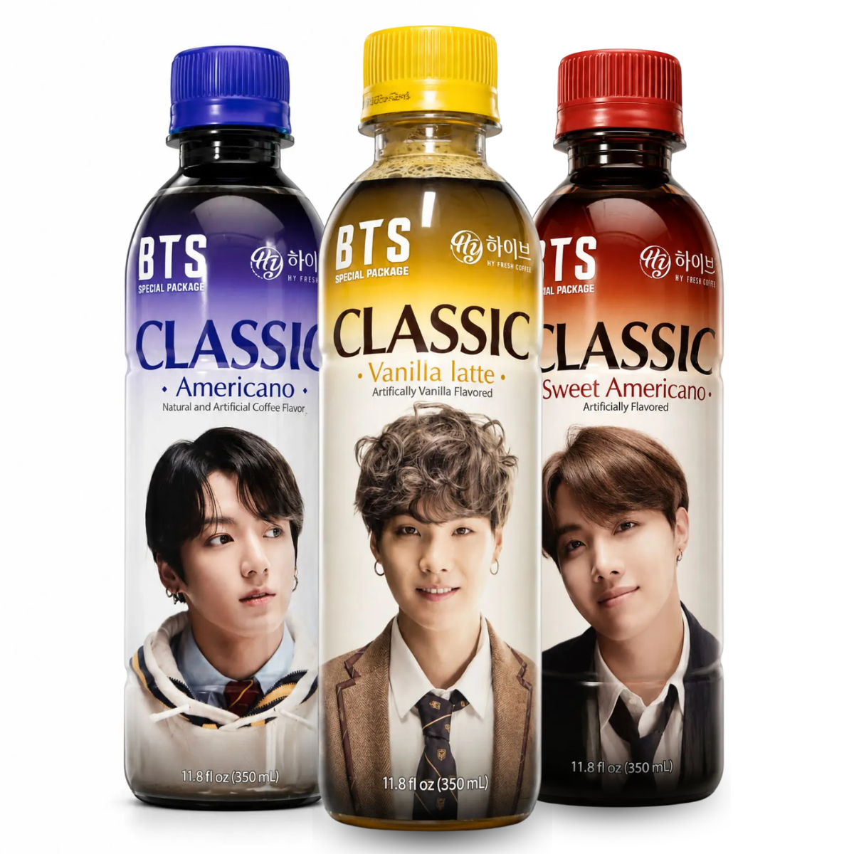Kit Café Coreano Pronto para Beber HY Classic Edição Especial BTS 350ml - 3 Sabores