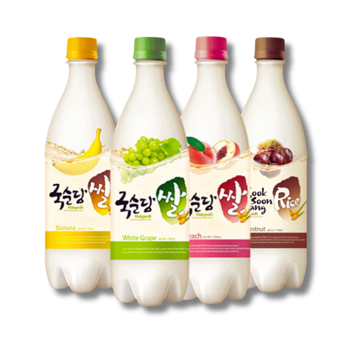 Kit de Bebidas Alcoólicas de Arroz Coreana Makgeolli 750 mL - 4 Sabores
