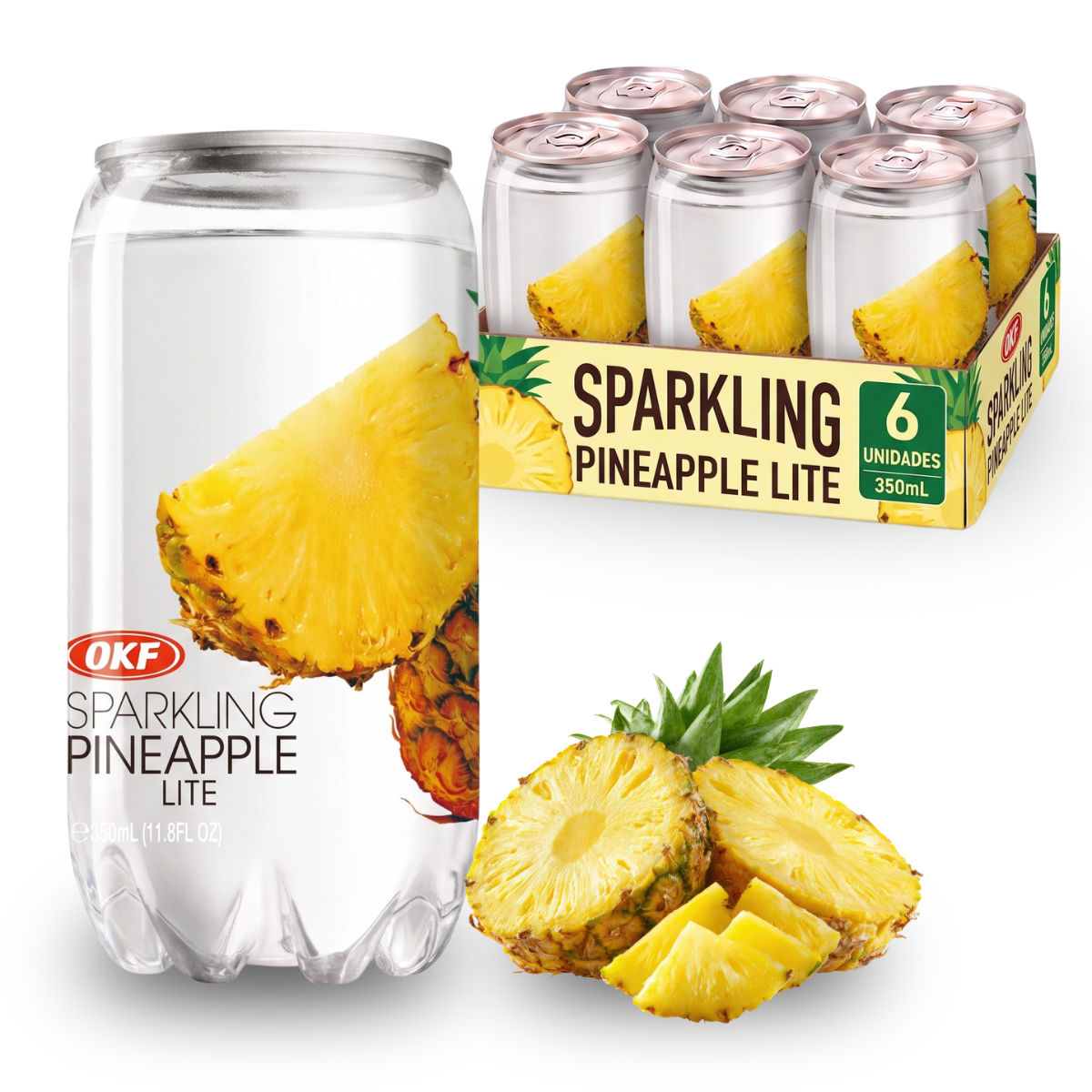 Kit de Refrigerante Coreano Sabor Abacaxi OKF 350mL - 6 Latas
