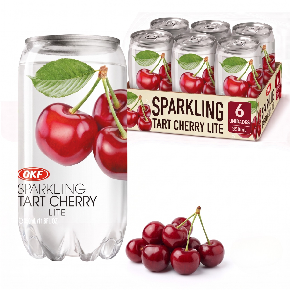Kit de Refrigerante Coreano Sabor Cereja OKF 350mL - 6 Latas