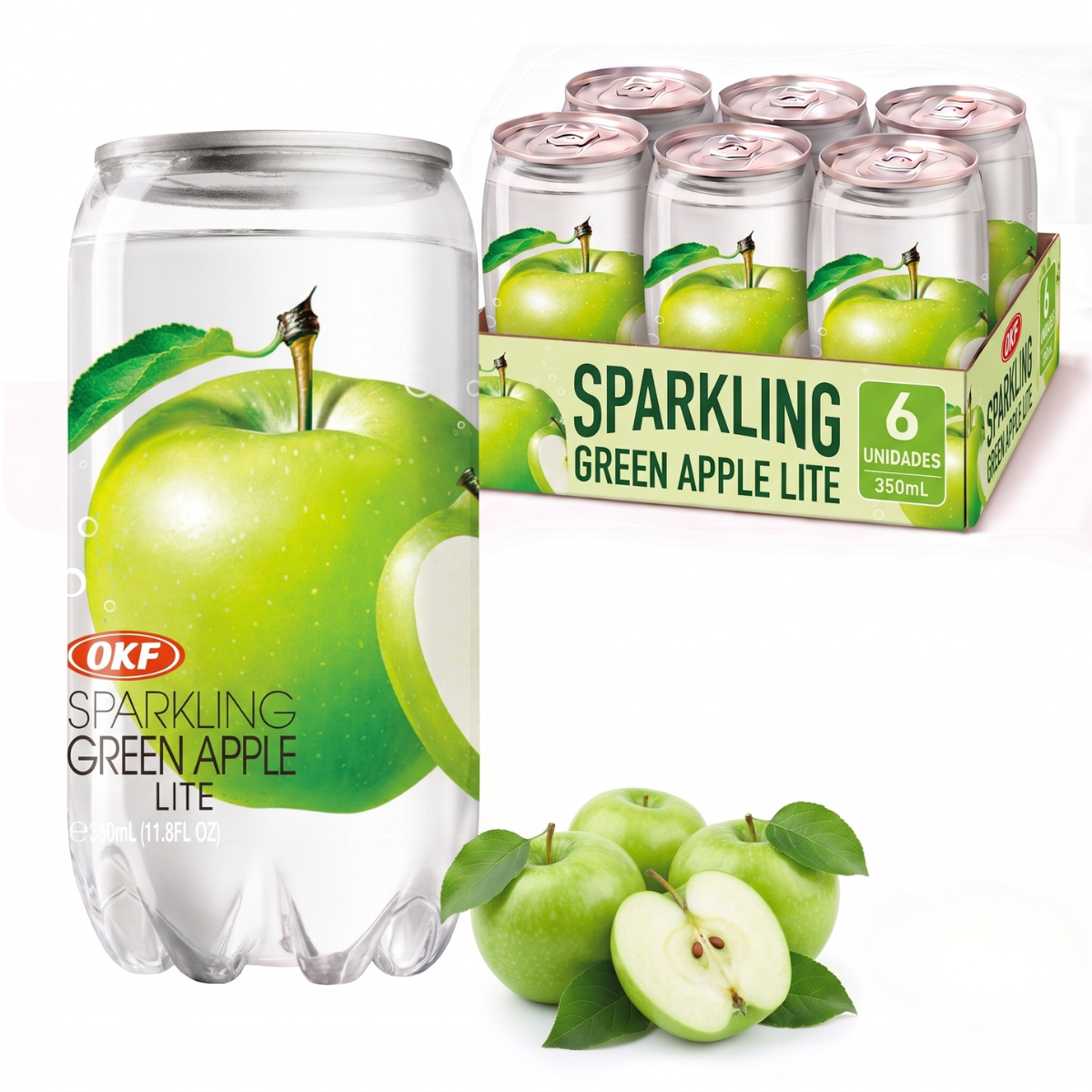 kit de Refrigerante Coreano Sabor Maçã OKF 350mL - 6 Latas