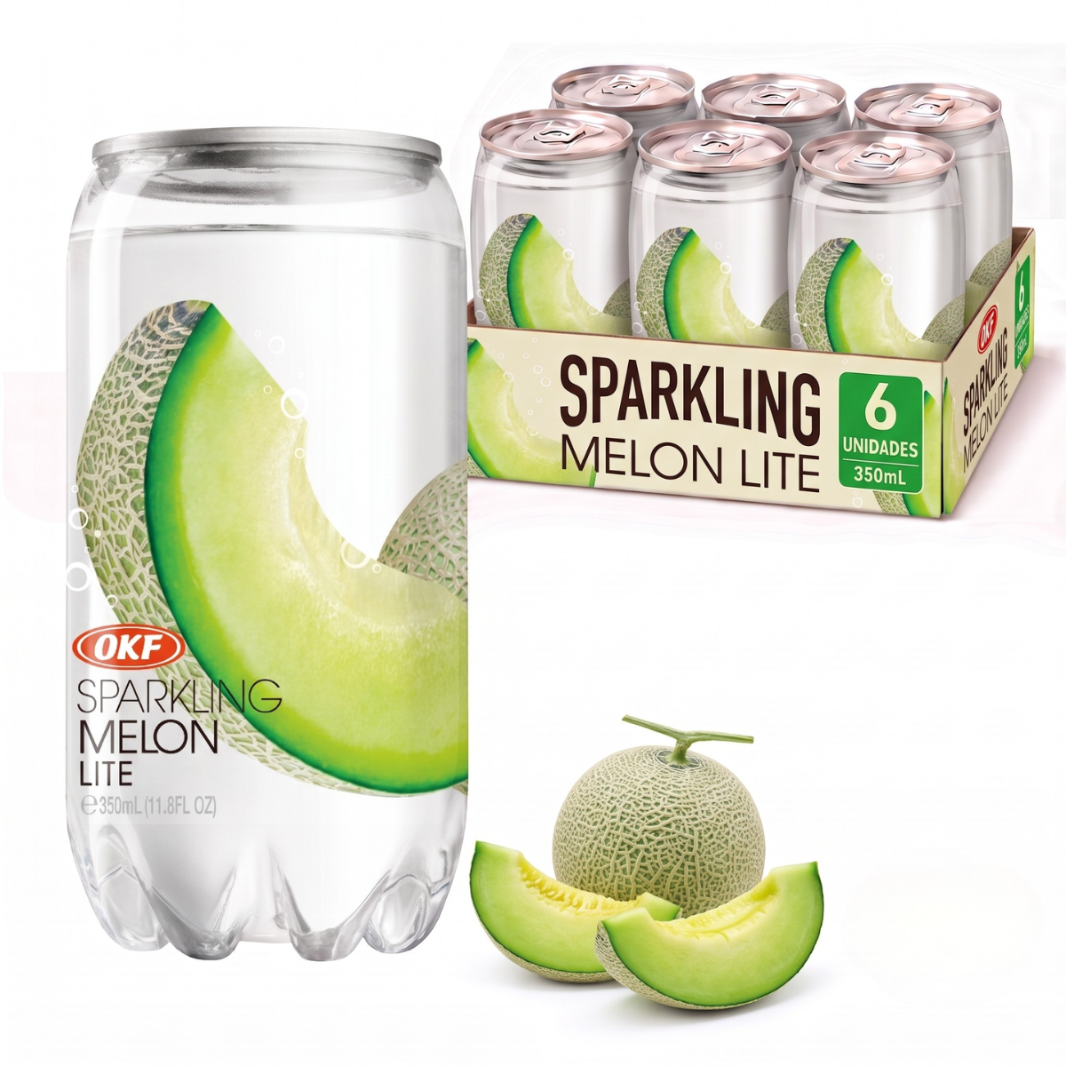 Kit de Refrigerante Coreano Sabor Melão OKF 350mL - 6 Latas
