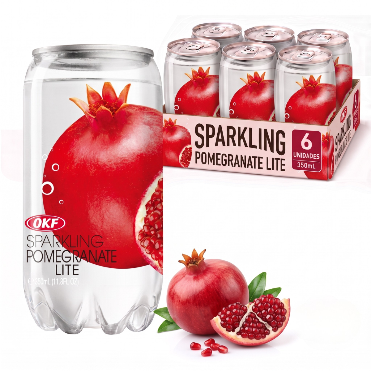 Kit de Refrigerante Coreano Sabor Romã Lite OKF 350mL - 6 Latas