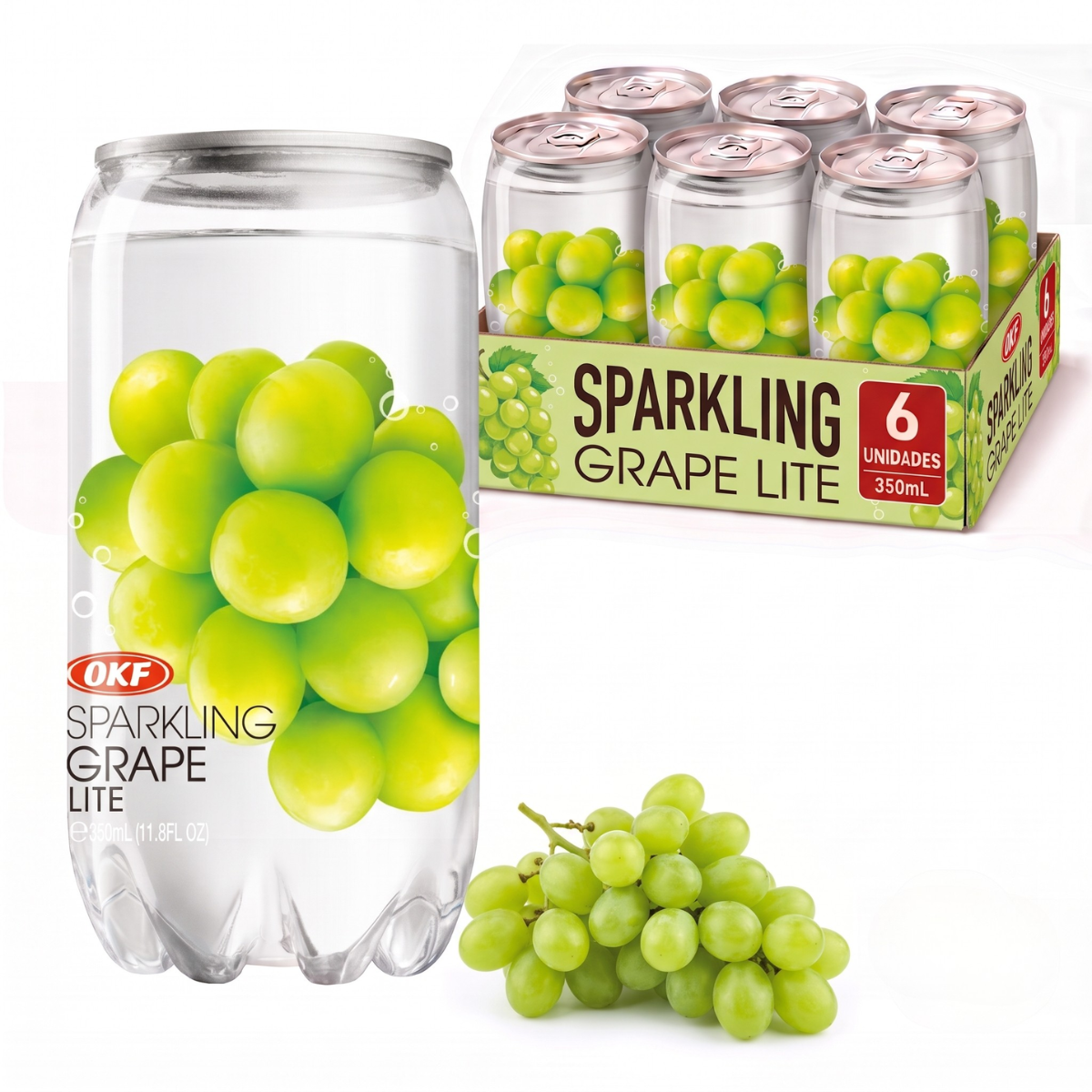 Kit de Refrigerante Coreano Sabor Uva OKF 350mL - 6 Latas
