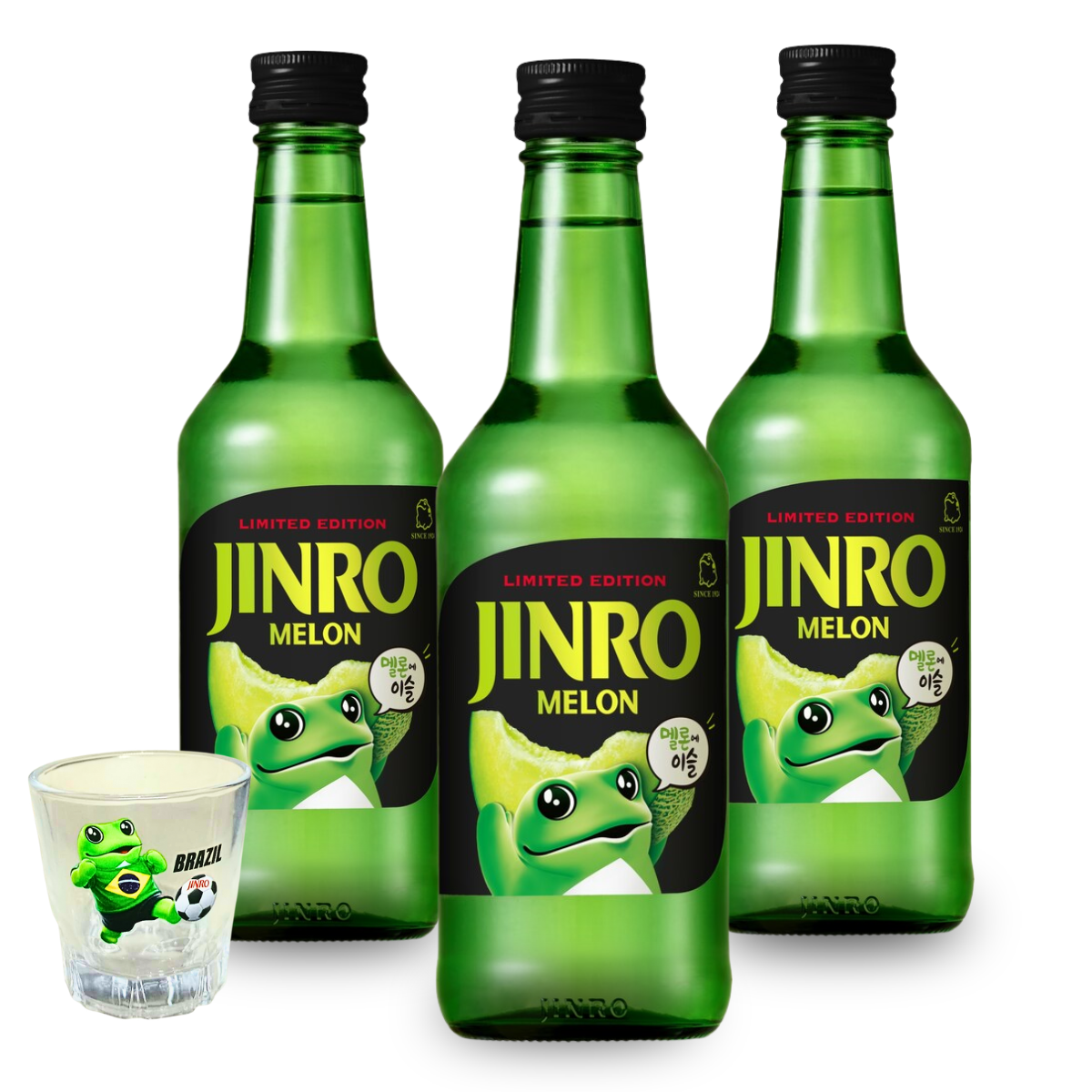 Kit Soju Importado Aroma de Melão Jinro Edição Limitada  360mL - 3 Garrafas com BRINDE Copo Soju da Copa