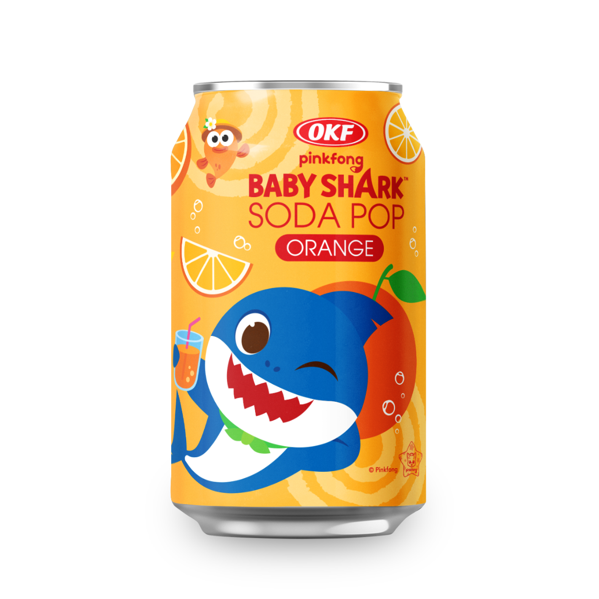 Refrigerante Coreano Baby Shark Soda Pop Sabor Laranja OKF - 350ml