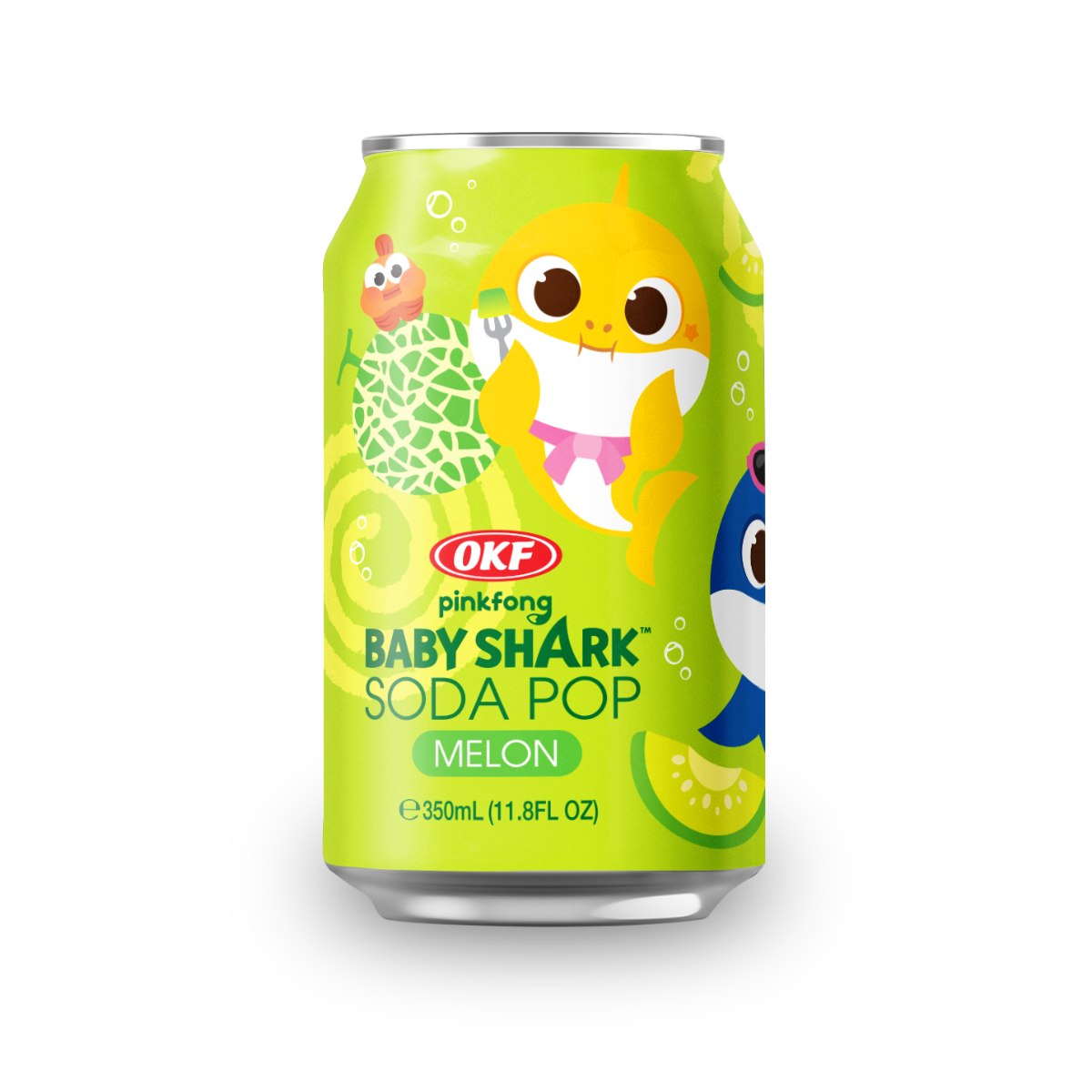 Refrigerante Coreano Baby Shark Soda Pop Sabor Melão OKF - 350ml