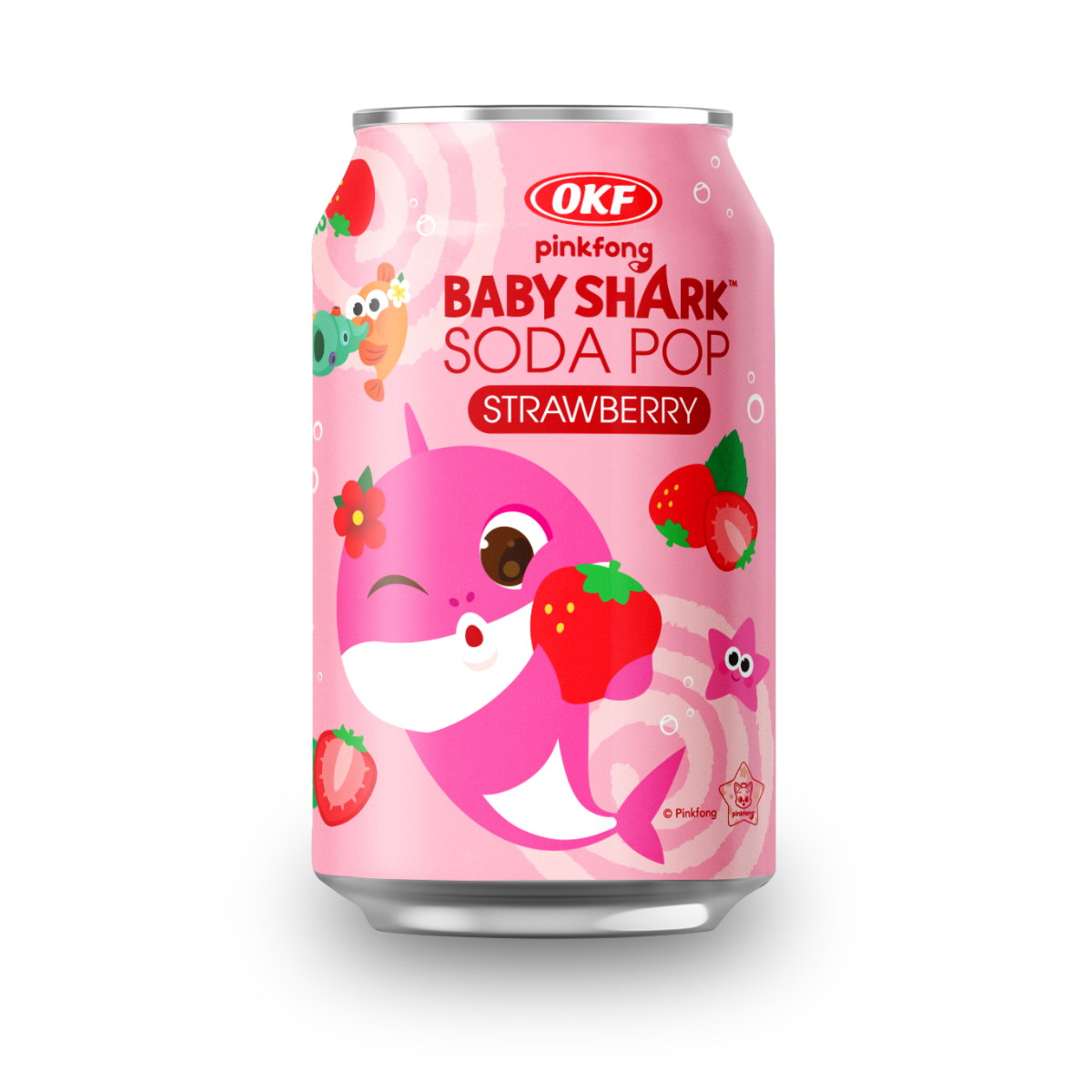 Refrigerante Coreano Baby Shark Soda Pop Sabor Morango OKF - 350ml