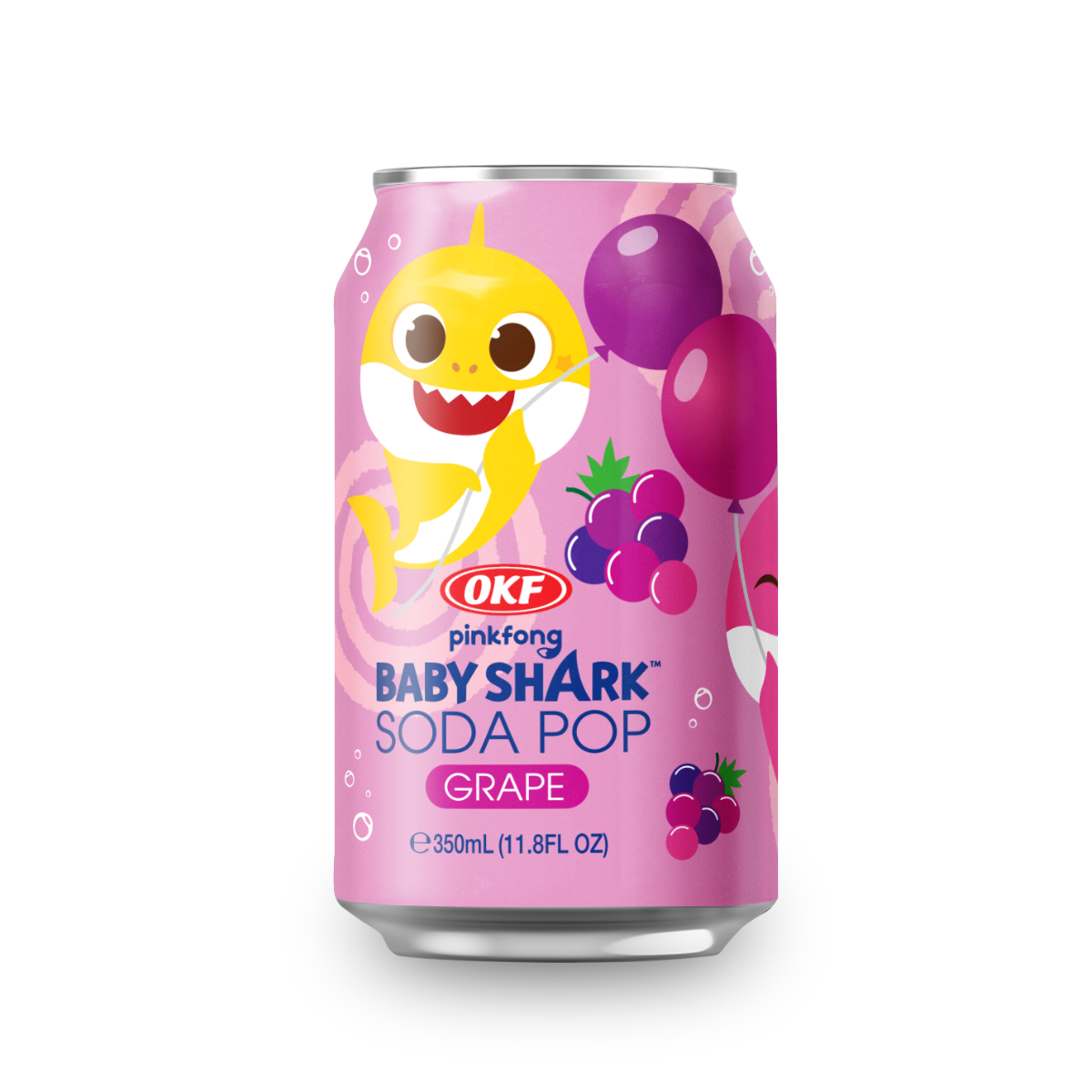 Refrigerante Coreano Baby Shark Soda Pop Sabor Uva OKF - 350ml