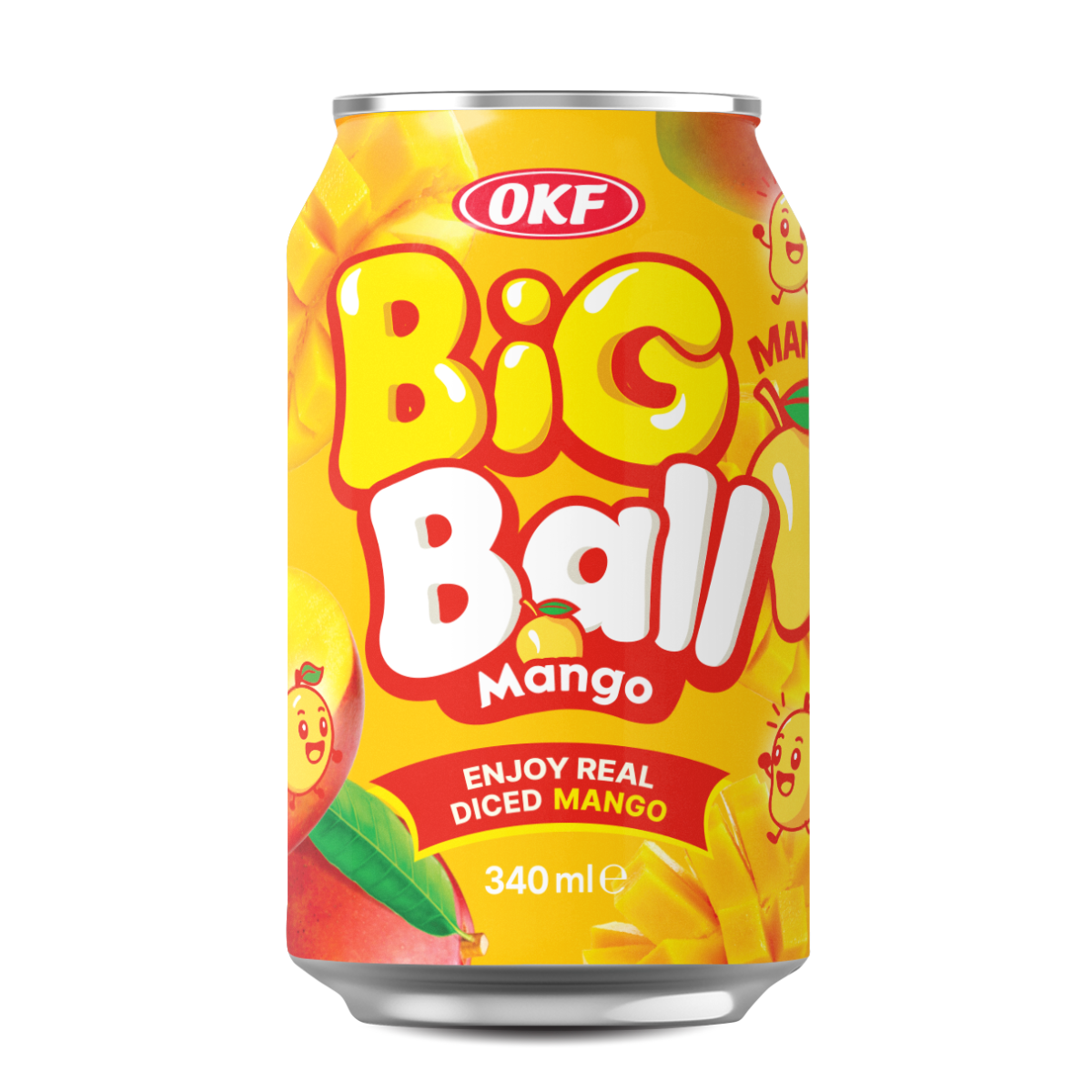 Refrigerante Coreano Big Ball Sabor Manga OKF - 340ml