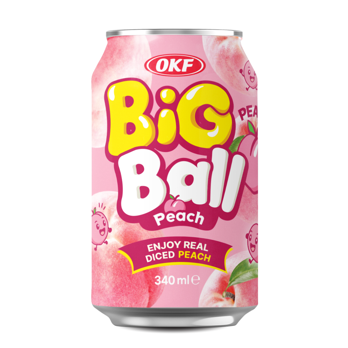 Refrigerante Coreano Big Ball Sabor Pêssego OKF - 340ml