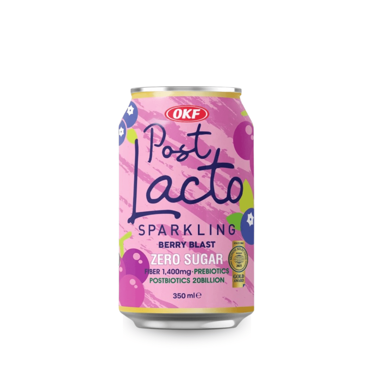 Refrigerante Coreano Postlacto Sabor Mix Frutas Vermelhas ZERO AÇÚCAR OKF- 350mL