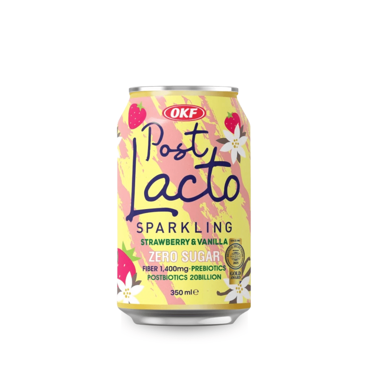 Refrigerante Coreano Postlacto Sabor Morango e Baunilha  ZERO AÇÚCAR OKF- 350mL