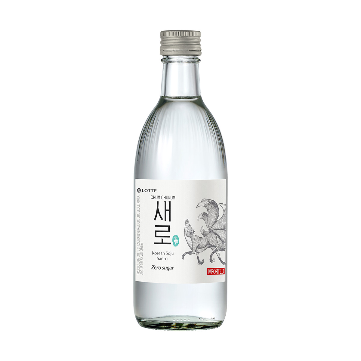 Soju Importado Chum Churum Korean Soju Saero Zero Açúcar Lotte - 375 mL