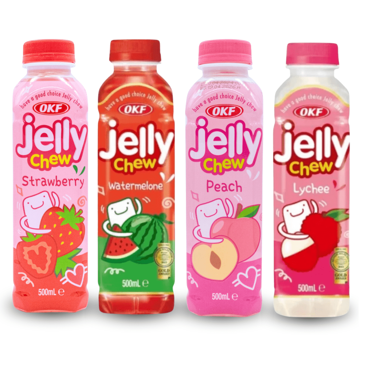 Suco Coreano Jelly Chew Sabor Lichia com Nata de Coco OKF - 500ml