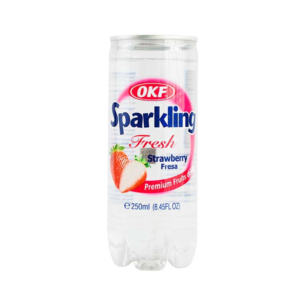 Bebida Coreana Gaseificada Sparkling OKF Sabor Morango - 250mL