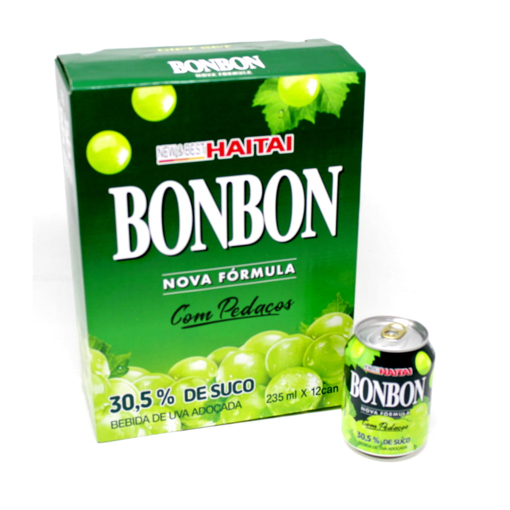 Caixa de Suco de Uva Verde com pedaços da fruta Bon Bon Haitai - 12 unidades