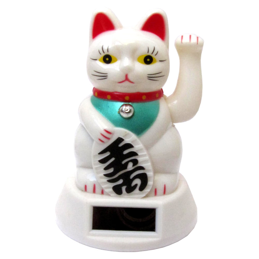 Gato da Sorte Branco Solar - Maneki Neko