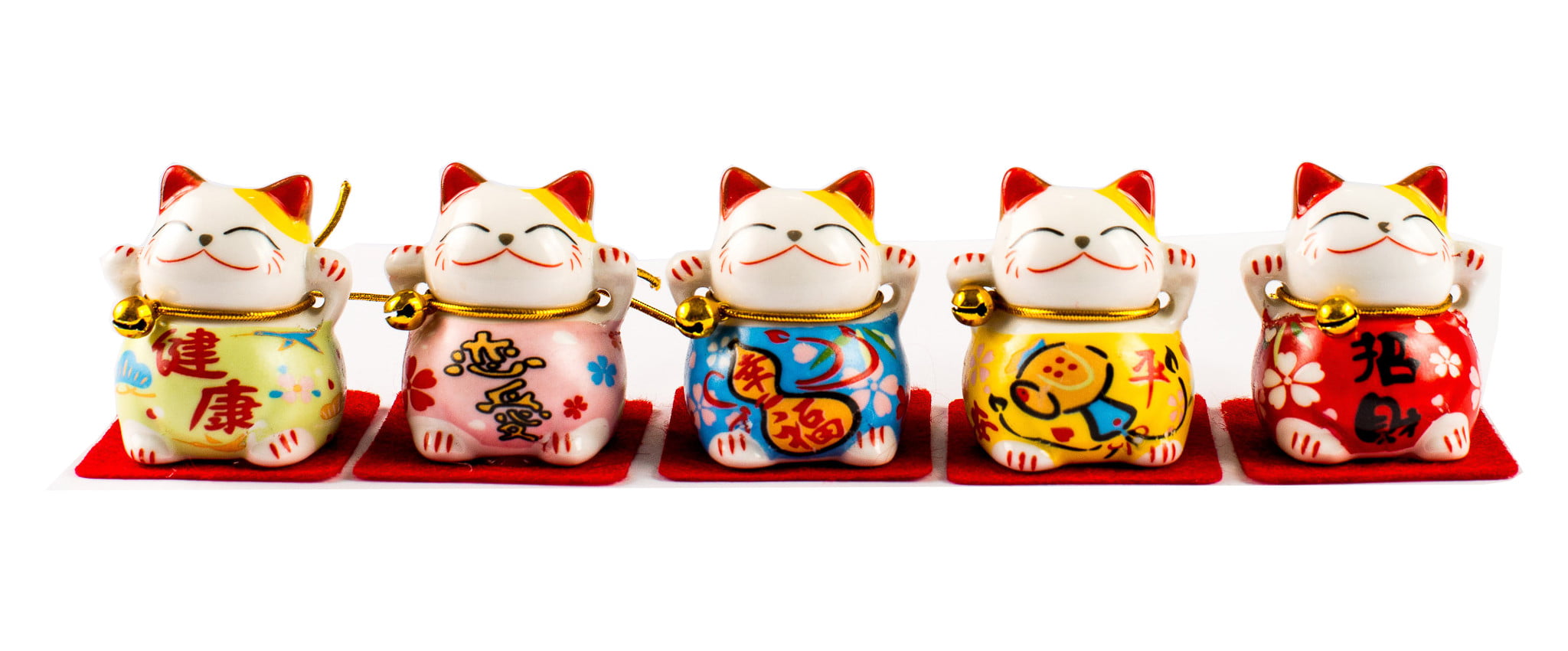 Gato Manekineko Kit 4 Und Atrai Dinheiro Prosperidade Fortuna Maneki Neko  Gatinha Da Sorte