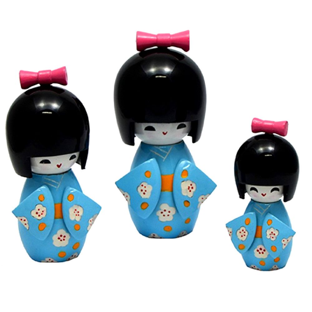 Conjunto de bonecas japonesas kokeshi fofas sem costura com