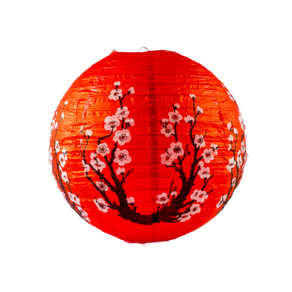 Luminária Oriental Vermelha Sakura - 30 cm