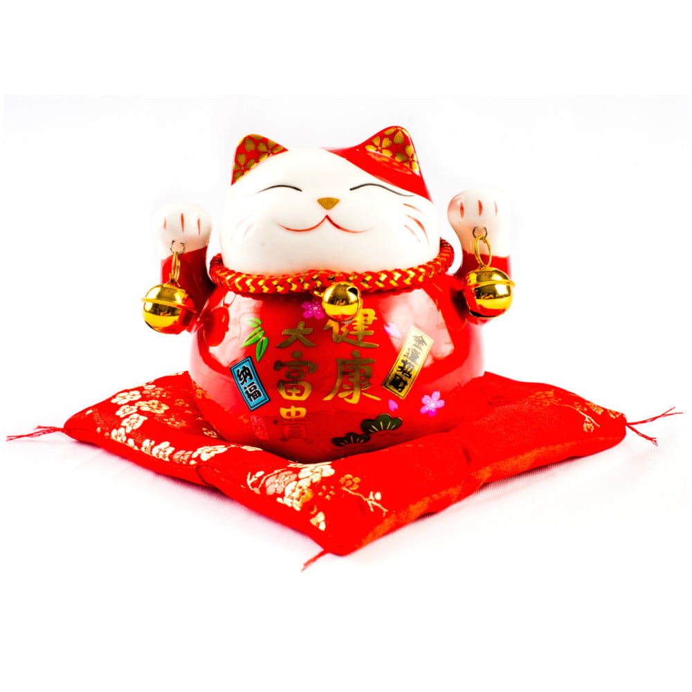 [ PEQUENOS DEFEITOS ] Gato da Sorte Maneki Neko Cerâmica - 11cm