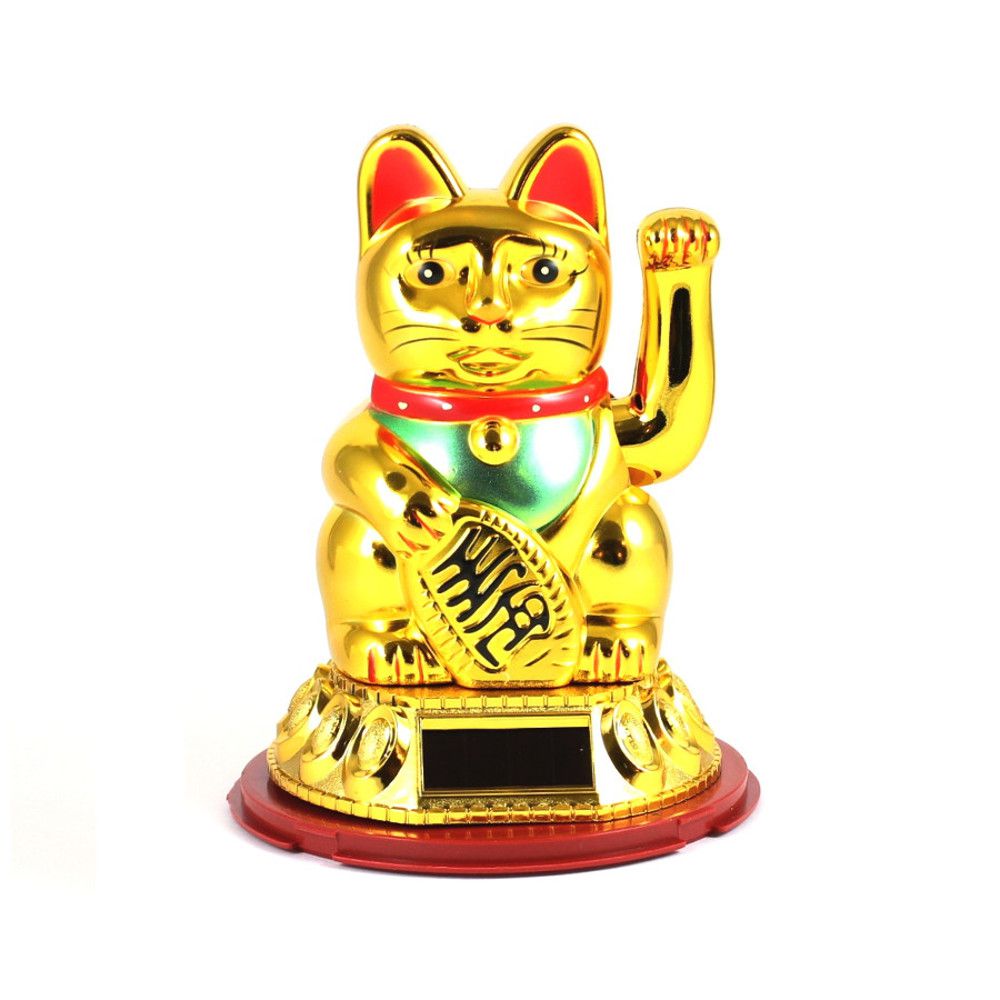 [ PEQUENOS DEFEITOS ] Gato da Sorte Solar Dourado Pequeno - Maneki Neko