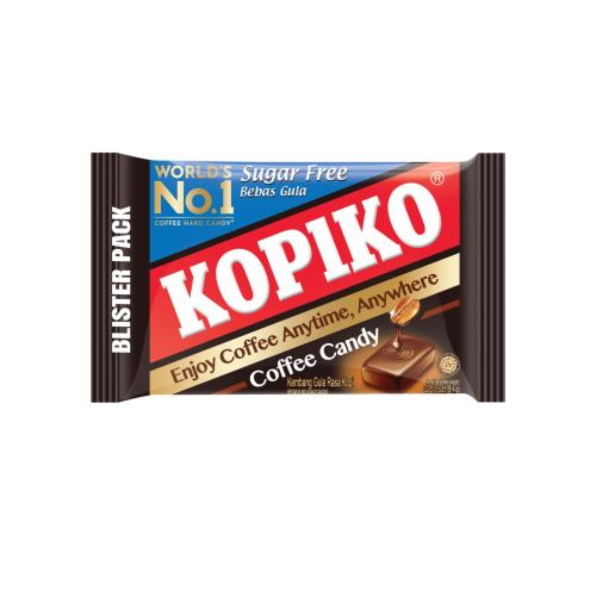 Bala de Café Sem Açúcar Coffee Candy Kopiko Diet em Tablete Blister - 32 gramas