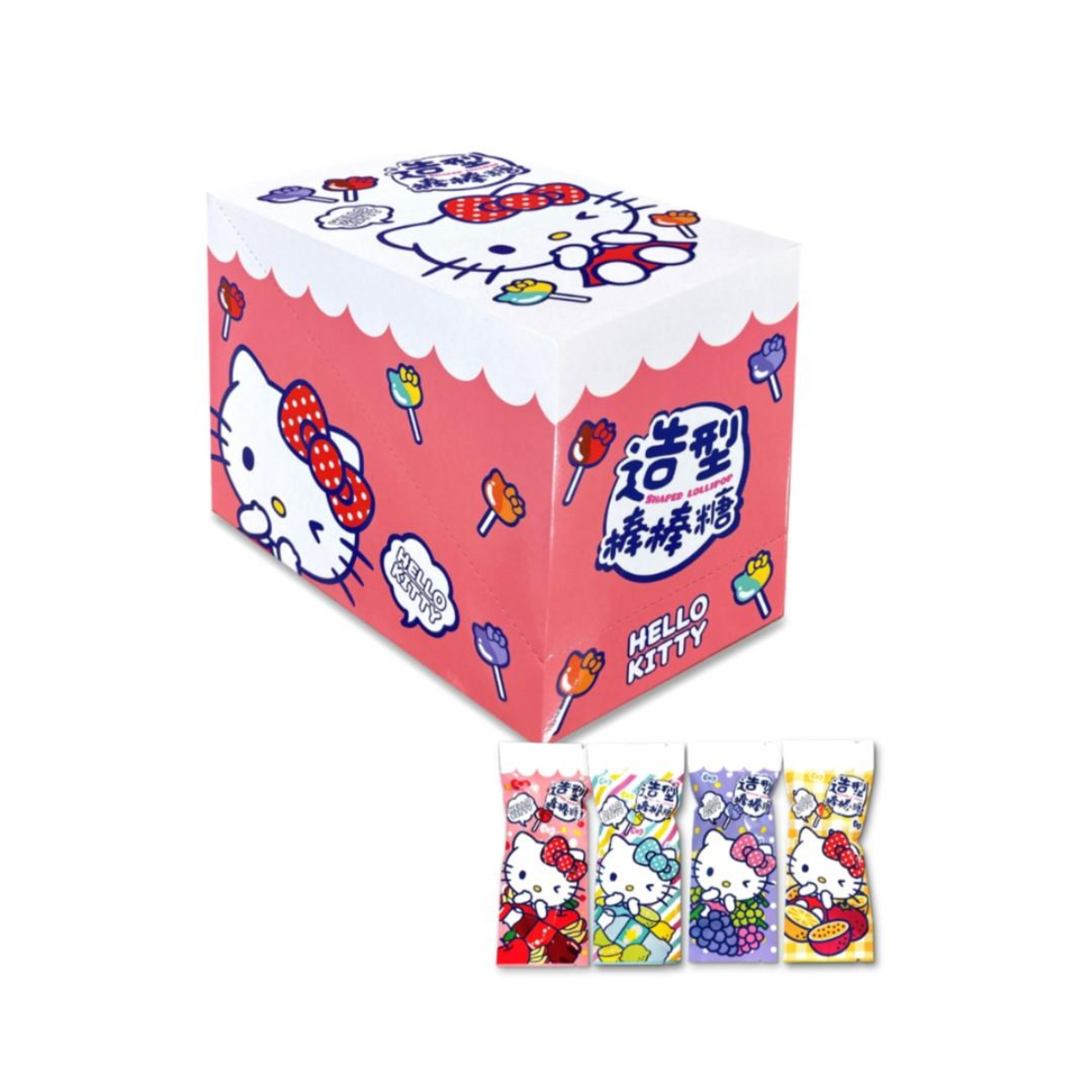 CAIXA DE PIRULITO HELLO KITTY SORTIDOS COM 8 UNIDADES - 4 SABORES