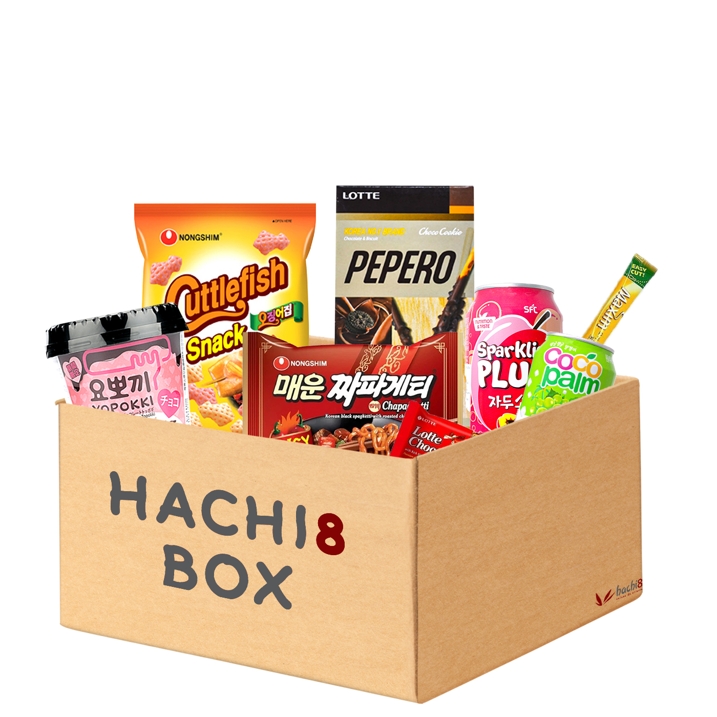Kit de Doces Bebidas Snacks Hachi8 Box - Versão 100% Coréia 2