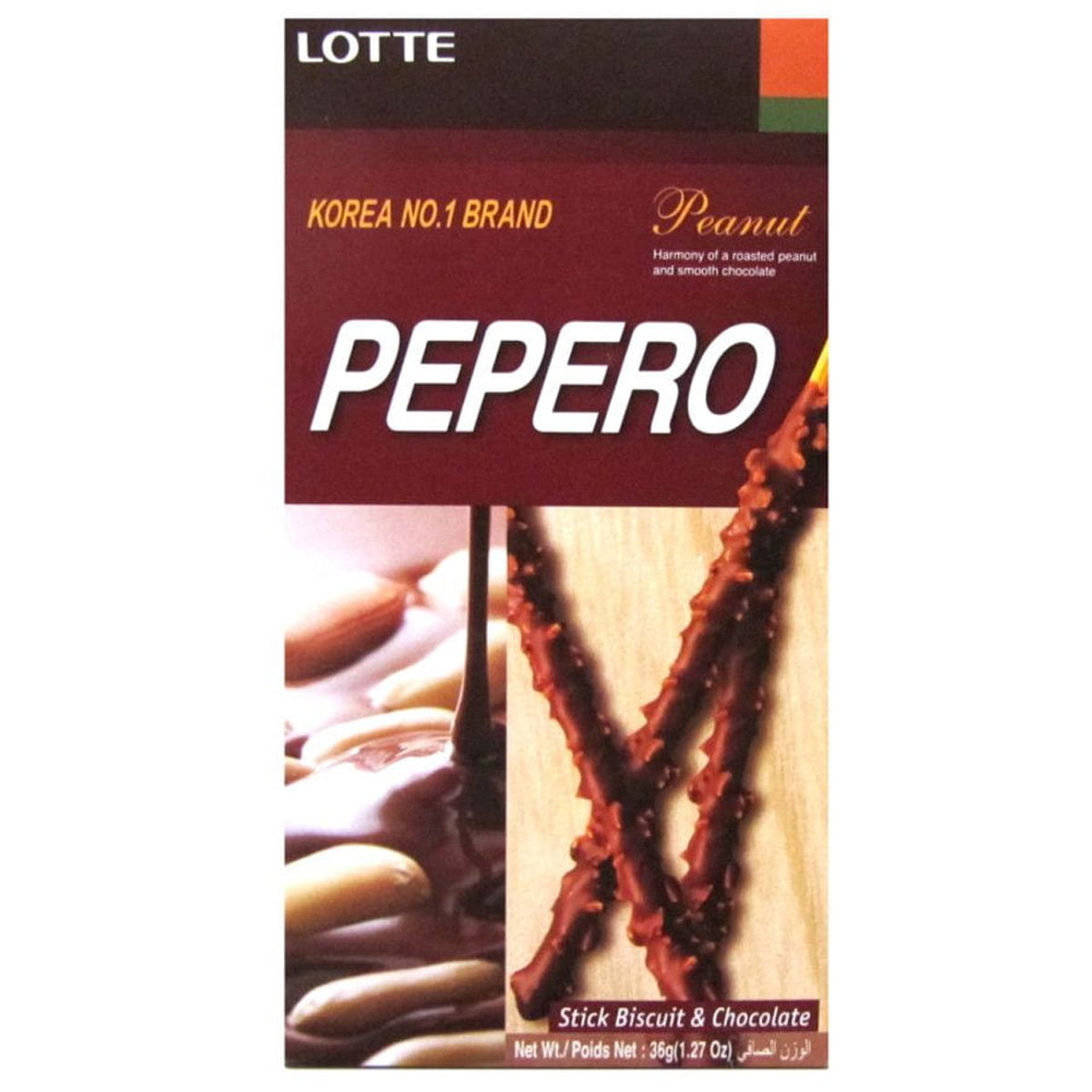 Pepero Biscoito de Palito Amendoim e Chocolate Peanut - 36g