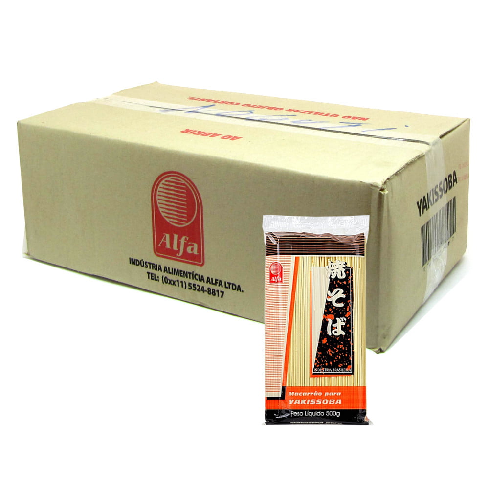 Caixa de Macarrão Yakissoba Alfa 500 gramas - 20 pacotes