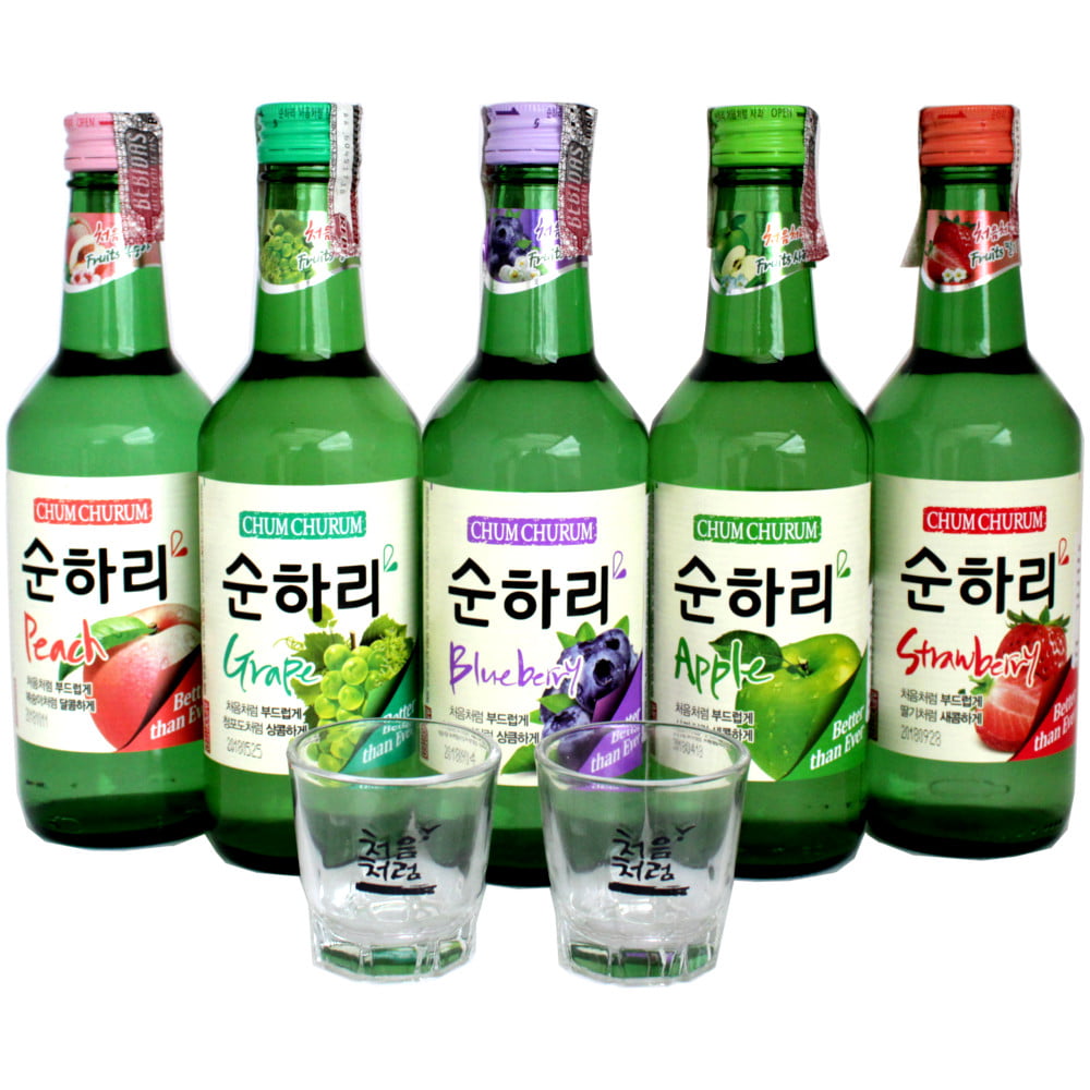 kit de Bebida Alcoólica Coreana Soju Chum Churum 5 Sabores - Hachi8
