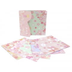 Papel de Origami Colorido Dupla Face Flores Sakura 15x15cm - 56 unidades