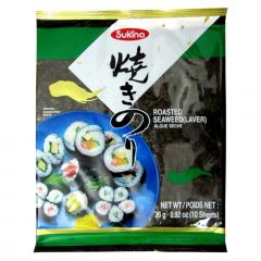 Alga Marinha Nori para Sushi e Temaki com 10 Folhas Sukina - 26 gramas