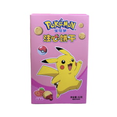Biscoito ao leite Pokemon com recheio de Morango - 52 gramas