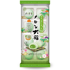 Bolinho de arroz Moti Daifuku com Recheio de Marsmallow Melão Cantaloupe Bamboo House - 216 gramas Bolinho de arroz Moti Daifuku com Recheio de Marsmallow Melão Cantaloupe Bamboo House - 216 gramas