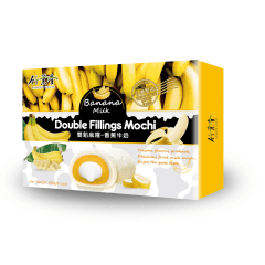 Bolinho de arroz Moti Importado com Recheio Duplo Sabor Leite e Banana Bamboo House - 180 gramas Bolinho de arroz Moti Importado com Recheio Duplo Sabor Leite e Banana Bamboo House - 180 gramas