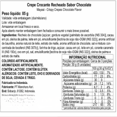 Crepe Crocante Recheado Sabor Chocolate Mayasi Crispy Crepes - 85 gramas