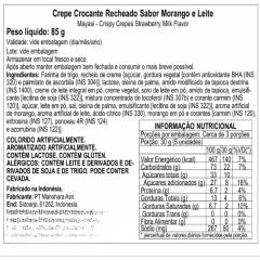 Crepe Crocante Recheado Sabor Morango e Leite Mayasi Crispy Crepes - 85 gramas