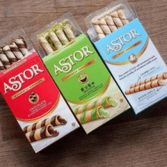 Kit de Biscoitos em formato Tubo com Recheio Astor  40 gramas - 3 Sabores