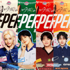Kit Biscoito Palito Pepero Lotte - Edição Especial Stray Kids (4 Sabores)